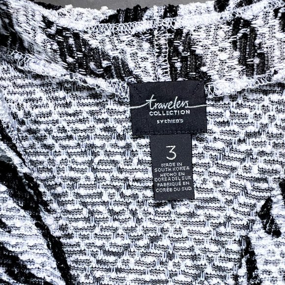 Travelers by Chico's B/W Zebra Print Jacket Sheer Open Front Size 3 or US 16 - Picture 7 of 16